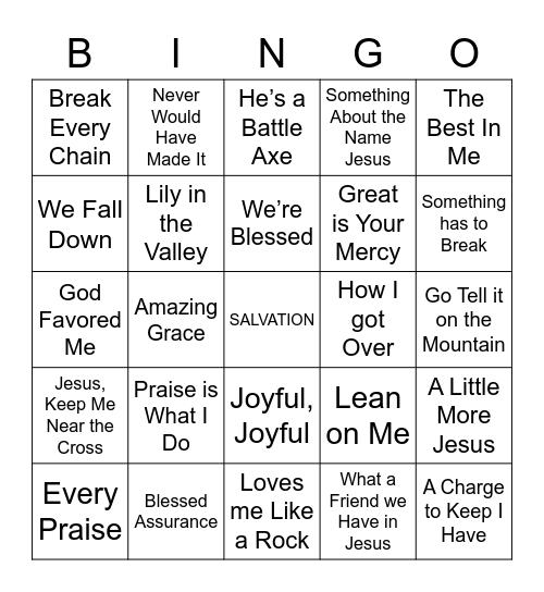 Gospel Jams Bingo Card