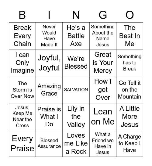 Gospel Jams Bingo Card