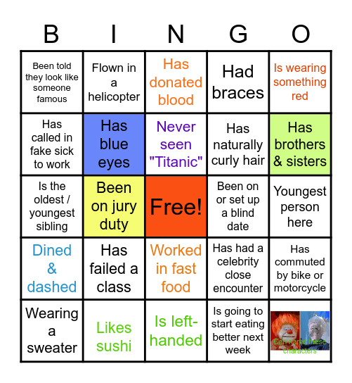 Getting to Know You Bingo Card