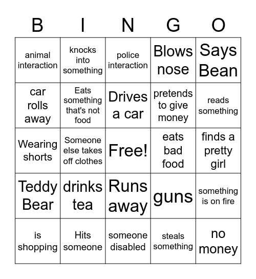 Beango Bingo Card