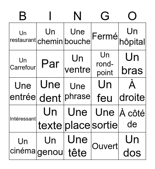 Unité 29 - 32  Bingo Card