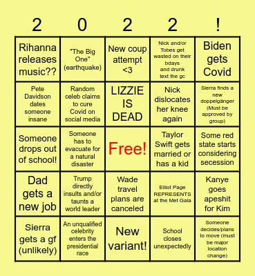 2022! Bingo Card