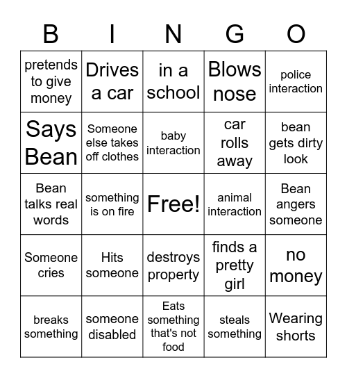 Beango Bingo Card