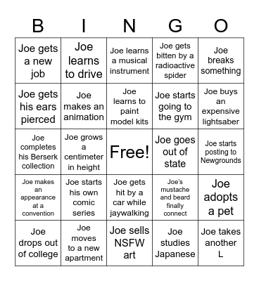 Joe 2022 BINGO Card