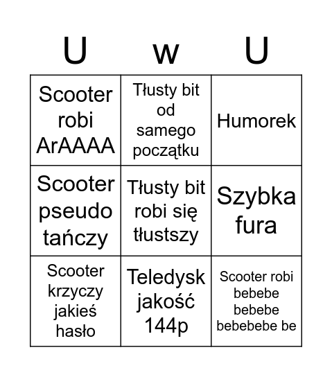 SCOOTER BINGO Card