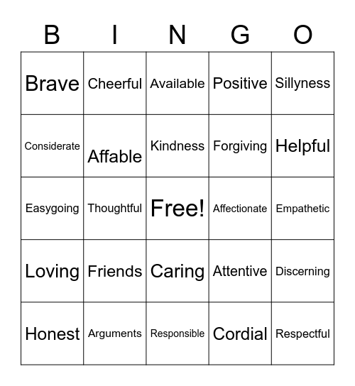 Good Friends Bingo Card