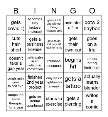 2022 ZEE BINGO Card