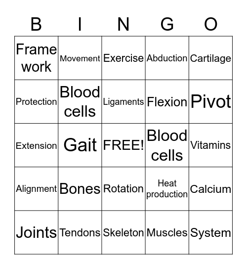Musculoskeletal  Bingo Card