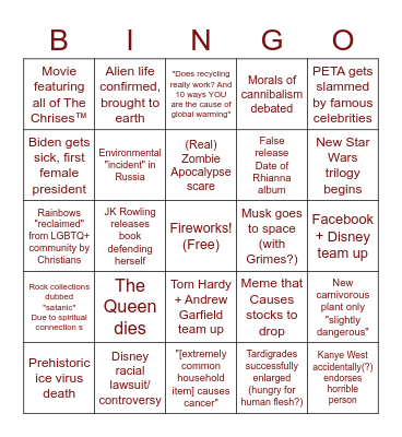 2022 Bingo Card