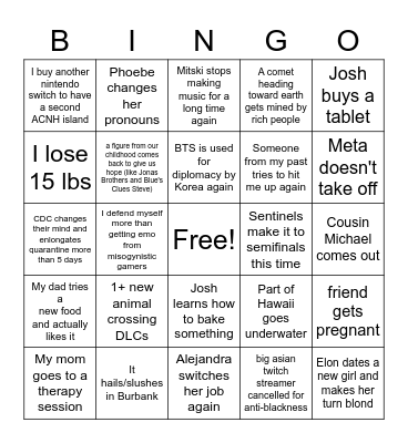 2022 Bingo Card