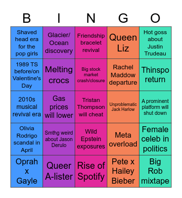 2022 Bingo Card