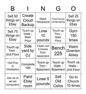 2022 Goals Bingo Card