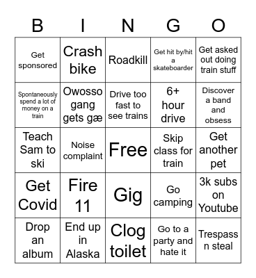 2022 shenanigans w/ maxrailroad Bingo Card