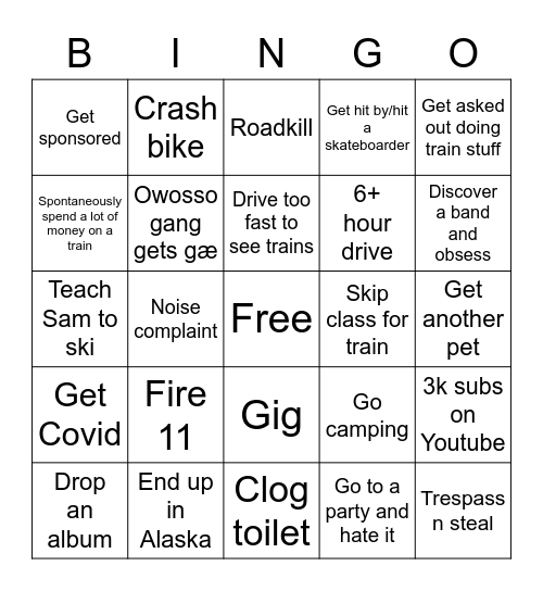 2022 shenanigans w/ maxrailroad Bingo Card