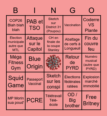 BYE BYE 2021 Bingo Card