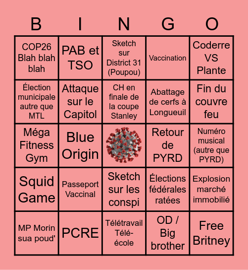 BYE BYE 2021 Bingo Card