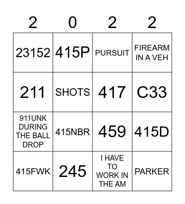 DISPATCH NEW YEARS EVE BINGO Card