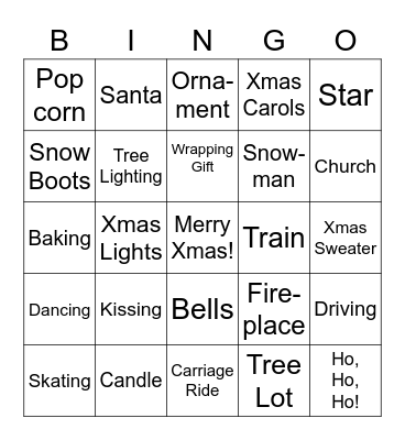 Christmas Movie Bingo Card