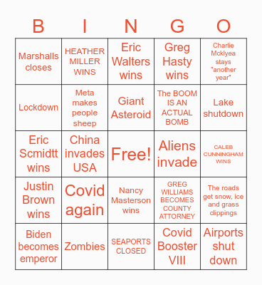 2022 DISTASTER BINGO Card