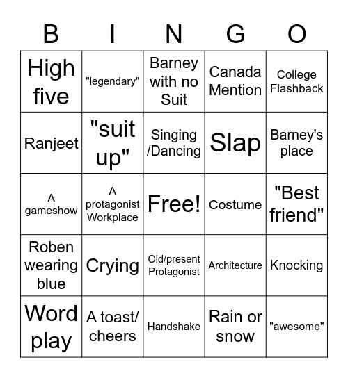 How I met your mother Bingo Card