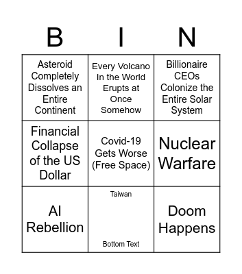 Inevitable 2022 Disaster Bingo Card