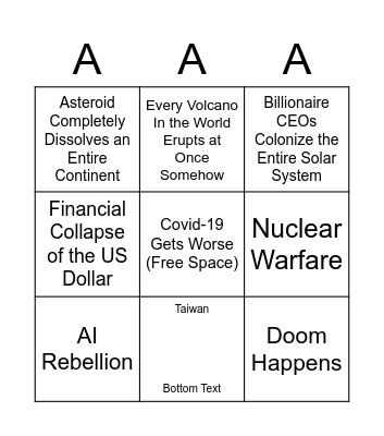 Inevitable 2022 Disaster Bingo Card