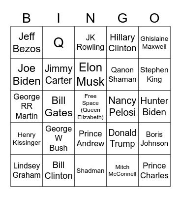 2022 Deaths Bingo Card