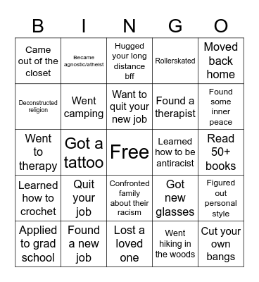 Madison’s 2021 Bingo Card