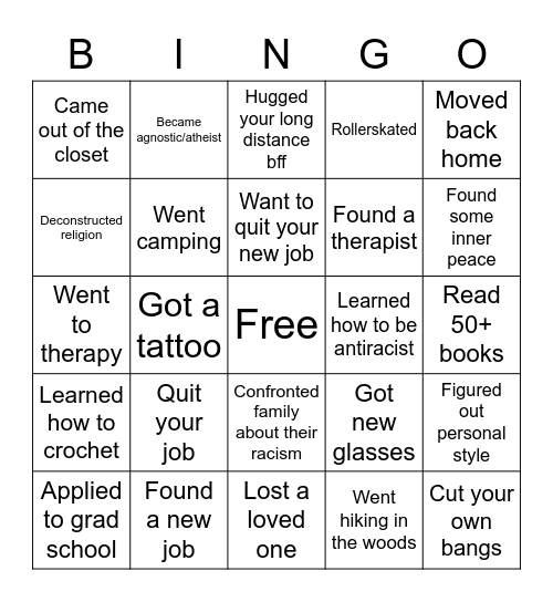 Madison’s 2021 Bingo Card