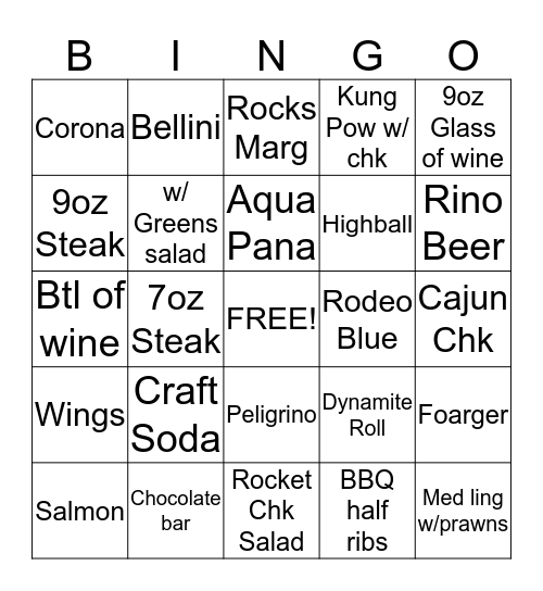 Server Bingo  Bingo Card