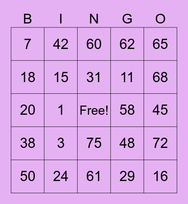 Mimi Card Bingo Card