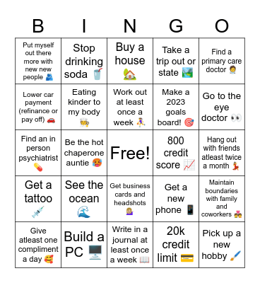 Emily's 2022 Card Bingo Card