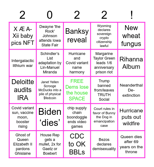 Bing Bong Bingo Card