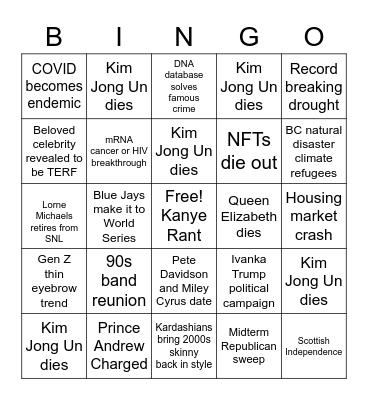 2022 Bingo Card Bingo Card