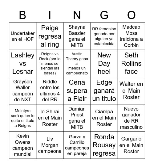 2022 Bingo Card