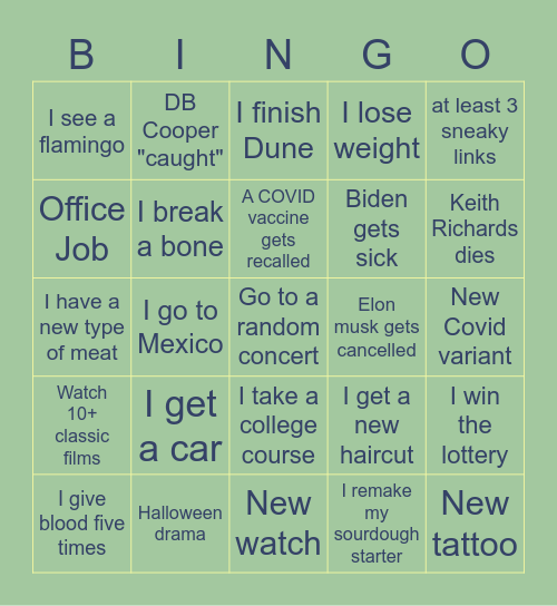 2022 BINGO Card