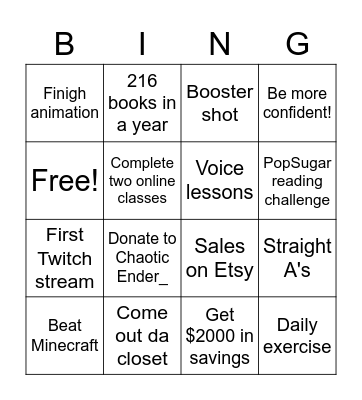 Personal Bingo Card