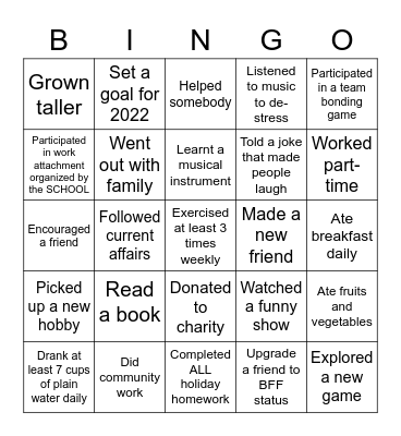 Knowing My Peers Bingo Card
