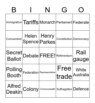 6K    F e d e r a t i o n Bingo Card