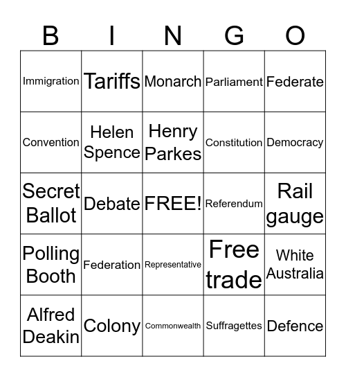 6K    F e d e r a t i o n Bingo Card