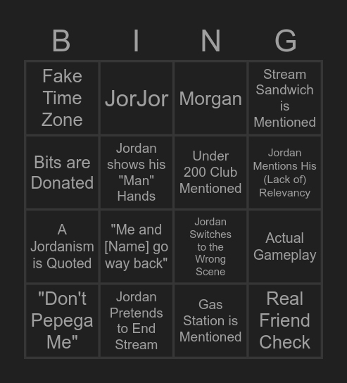 Legend Stream Bingo Card