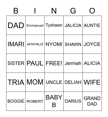 FAMILY BINGO Card