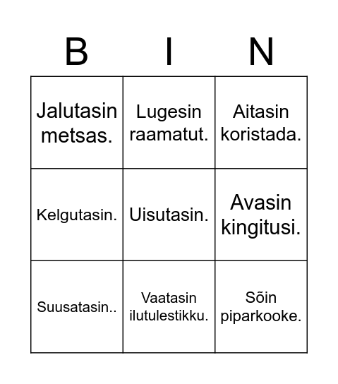 Jõuluvaheaja Bingo Card