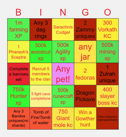 NvrLucky Clan Bingo #1 Bingo Card