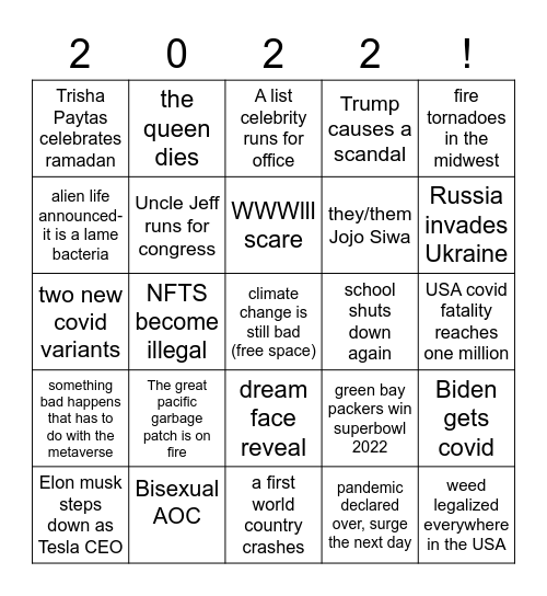 2022 bingo card Bingo Card