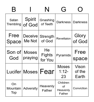 Moses Bingo Card