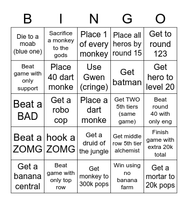 Monke datrt Bingo Card