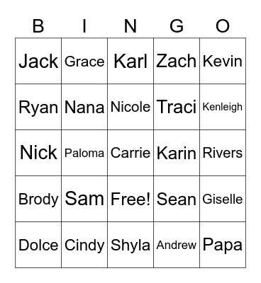 Family COVID Bingo Card