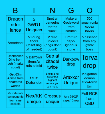 AE January Bingo Card