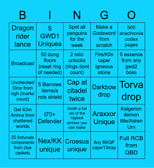 AE January Bingo Card